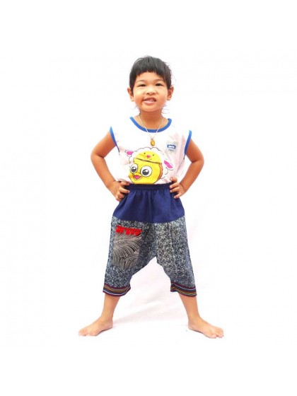 กางเกงอลาดินเด็ก กางเกงแม้ว กางเกงผ้าไทย 