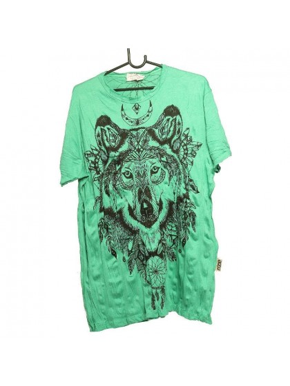 เสื้อยืด*สีเขียว ลายหมาป่า Size L