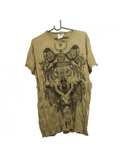 เสื้อยืด*สีเขียว ลายหมาป่า Size L