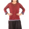 เสื้อแขนยาว ผ้าสโตนวอช สวมใส่สบาย ผ้านิ่ม สีเลือดหมู