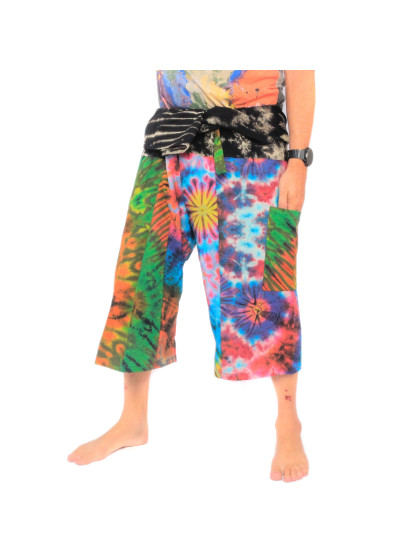 กางเกงเลมัดย้อม กางเกงผ้าตัดต่อ กางเกงเลขาสั้น สีตามแบบ