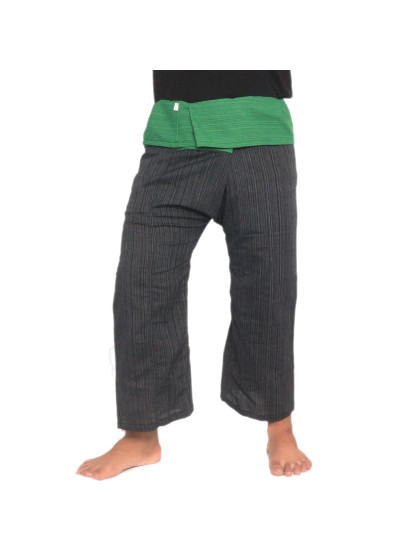 กางเกงเลผ้าสองสี สีดำขอบเขียว
