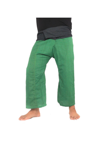 กางเกงเลผ้าสองสี สีเขียวขอบดำ